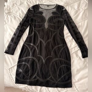 Express Black Long Sleeve Lace Dress